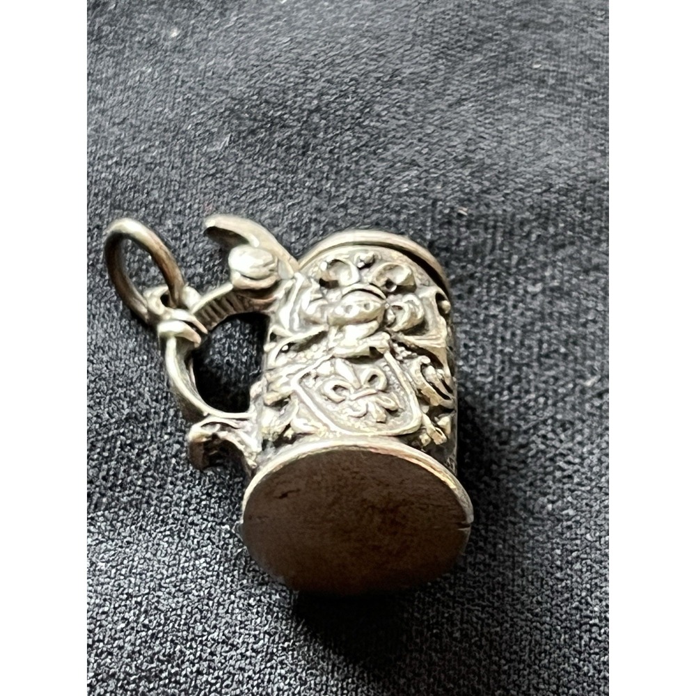 Vintage Vtg 800 Silver Charm Pendant Stein Horse Flor di Lia Tankard Lid Opens